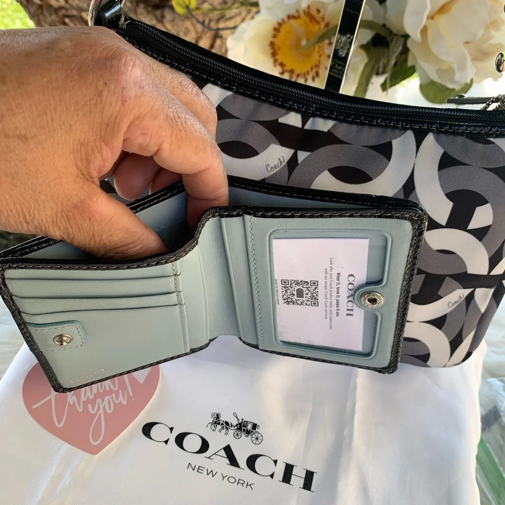 RARE CoachMini Madison Black & Gray Shoulder Bag and Wallet Set - Picture 6 of 7